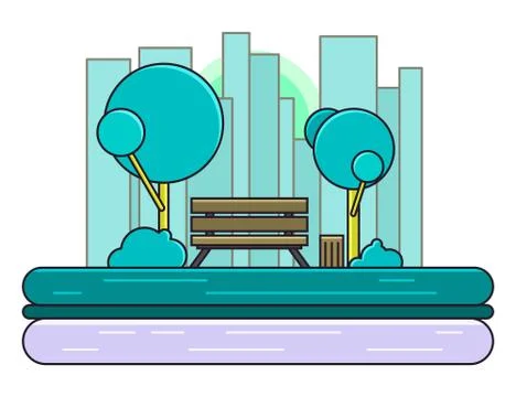 Park. Vector Nature Landscape. Empty Urban Garden. Illustrazione stock