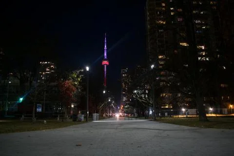 Park view with tower in background Stock Photos