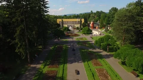 Park Vrnjacka Spa,  aerial view Stock Footage 64519957