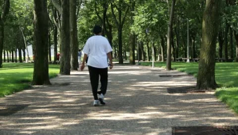 Park Walkers Stock Footage 11046597