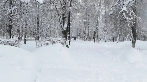 The Park was covered with snow Stock Footage 85486807