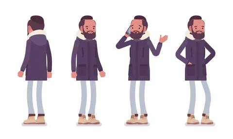 Parka man standing Stock Illustration