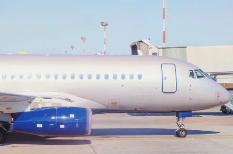 Parked airplane Stock Photos