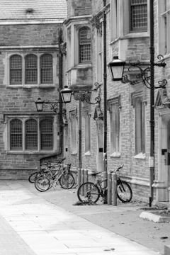 Parked bicycles Stock Photos