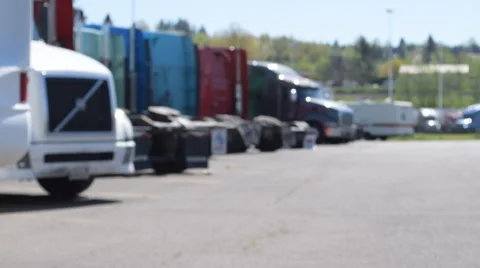 Parked Big Rig Trucks Video stock 67640939