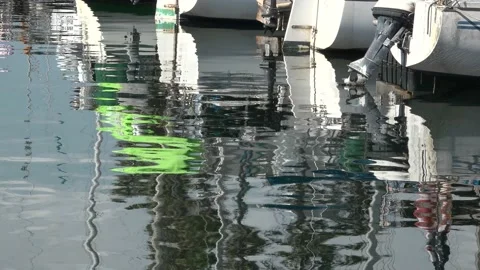 Parked Boats In Dock Looking At Reflections  Video stock 208200885