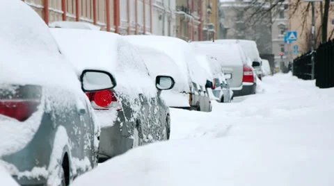 Parked car after snowfall Stock Footage 37166769