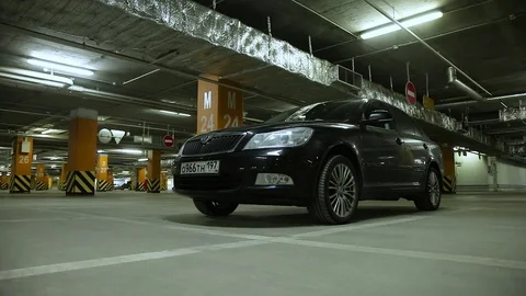 Parked car in the car park Stock Footage 78551869