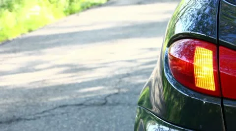 Parked car (Letf direction indicator on) Stock Footage 11114795