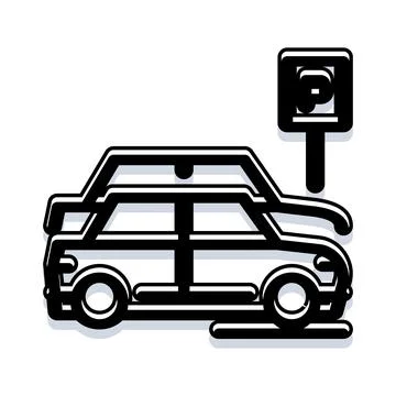 Parked car with parking sign vector icon Stock-Illustration
