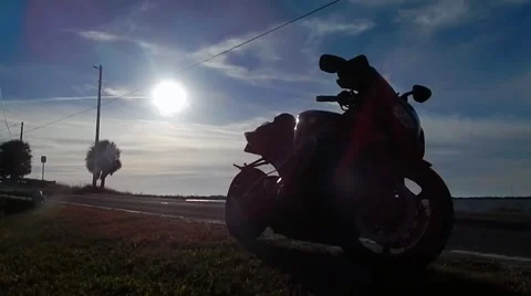 Parked crotch rocket on shore Video stock 45292676