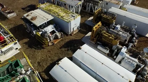 Parked Drilling Rig Aerial 스톡 동영상 46910019