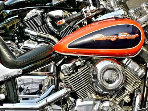 Parked motorbikes 스톡 사진