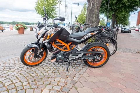 Parked mtorcycle Stock Photos