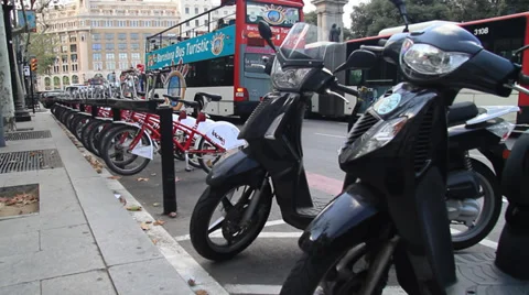 Parked Scooters &amp; Bikes Stock Footage 38210072
