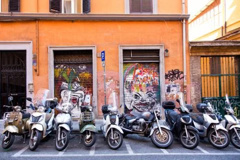 Parked Scooters Stock Photos