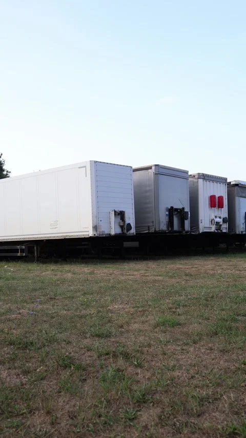 Parked semi trailers at a logistics site Stock Footage 340134942