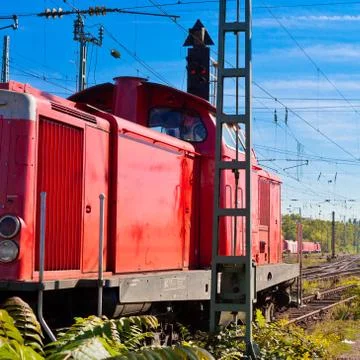 Parked shunting engine Stock Photos