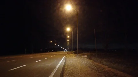 Parked At Side Of Road With Traffic Driving At Night Stock Footage 109424936
