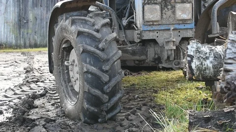 Parked tractor, front view Stock Footage 118904381