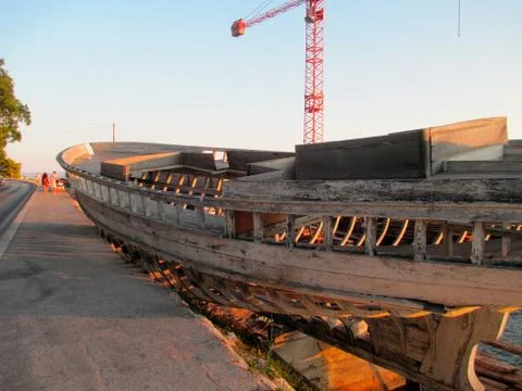 Parked vessel in evening light Stock Photos