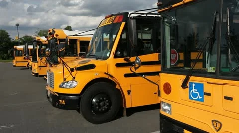 Parked Yellow Buses Stock Footage 10888859