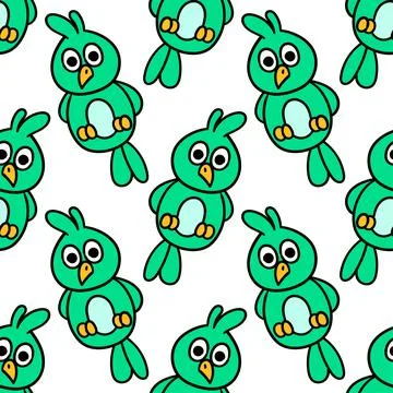Parkeet bird cute seamless pattern textile print. repeat pattern background d イラスト素材