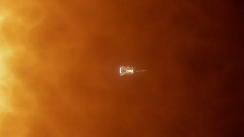 Parker Solar Probe Traversing Surface of the Sun with Heat Shield Protecting Stock Footage 316809843