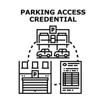 Parking access credential system managing urban vehicle entry Stock Illustration