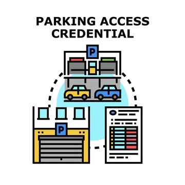 Parking access credential system managing urban vehicle entry Stock Illustration