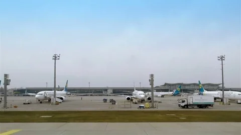 Parking of aircraft Stock Footage 73869614