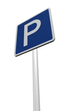 Parking allowed - roadsign on white background - 3d illustration 스톡 일러스트