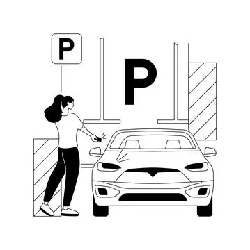 Parking area abstract concept vector illustration. Stock Illustration