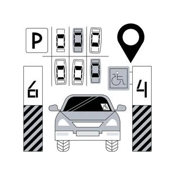 Parking area abstract concept vector illustration. Stock Illustration