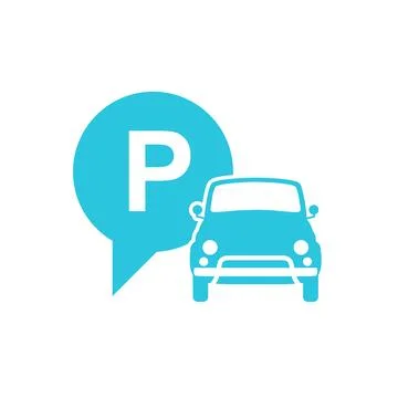 Parking area, Front view, Isolated on white background. From blue icon set. Stock Illustration