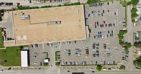 Parking Area Of Large Convenience Store On A Sunny Day Top Down Still Life View Stock Footage 289412051