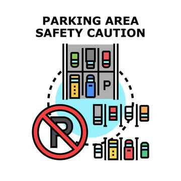 Parking area safety caution vector concept illustration Stock Illustration