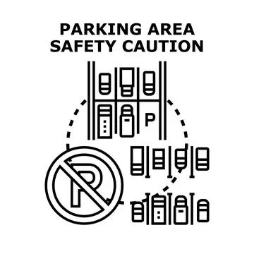 Parking area safety caution vector concept illustration Stock Illustration