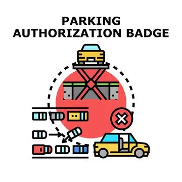Parking authorization badge for vehicle access control Stock Illustration