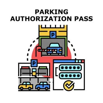 Parking authorization pass concept for vehicle access Ilustração Stock