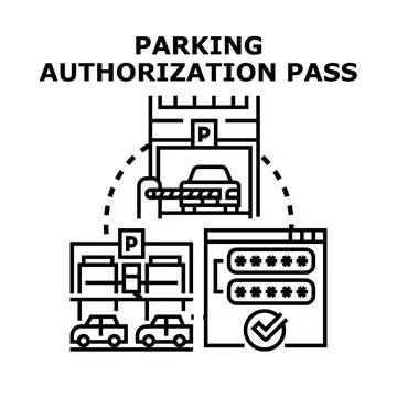 Parking authorization pass concept for vehicle access Ilustração Stock