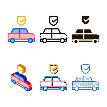 Parking auto confirmation icon vector outline variations Ilustração Stock