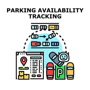 Parking availability tracking system managing urban vehicle spaces Stock Illustration