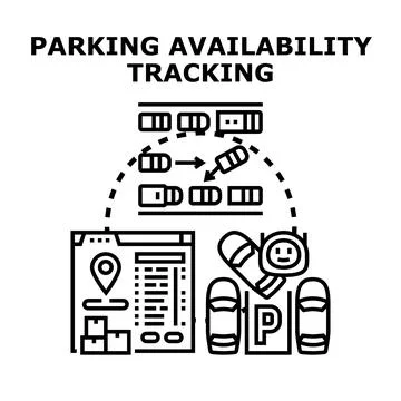 Parking availability tracking system managing urban vehicle spaces Stock Illustration
