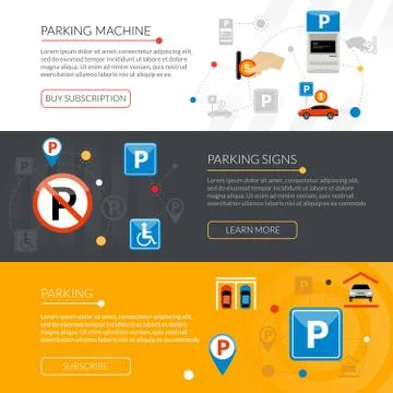 Parking Banners Set Stock Illustration