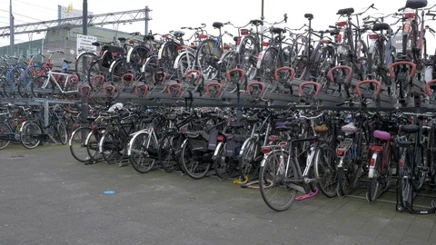 Parking for Bicycle Stock Footage 89088322