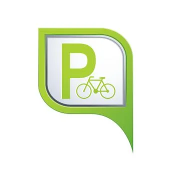 Parking bicycle icon on green pointer Stock Illustration