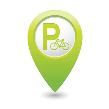 Parking bicycle symbol map pointer green Stock Illustration