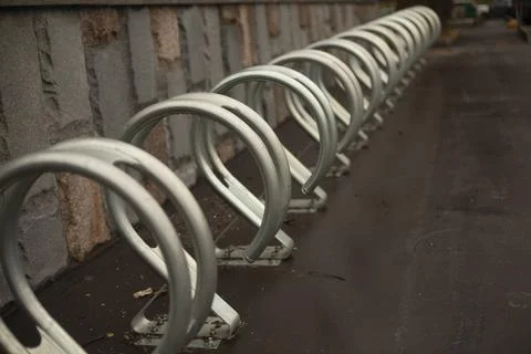 Parking for bicycles is empty. Stock Photos