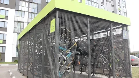 Parking for bicycles Stock Footage 123318855